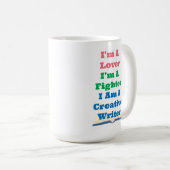 Lover Fighter Creative Writer Author Epic Motto コーヒーマグカップ (正面右)