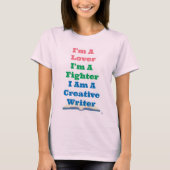 Lover Fighter Creative Writer Epic Author Slogan Tシャツ (正面)