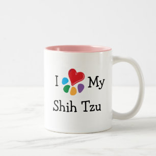 Lover_Iの動物のハート私のシーズー(犬) Tzu ツートーンマグカップ