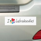 Lover_Iの動物のハートLabradoodles バンパーステッカー (車上)