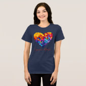 Lover Mode Typography Colorful Petals Heart トライブレンドＴシャツ (正面全面)