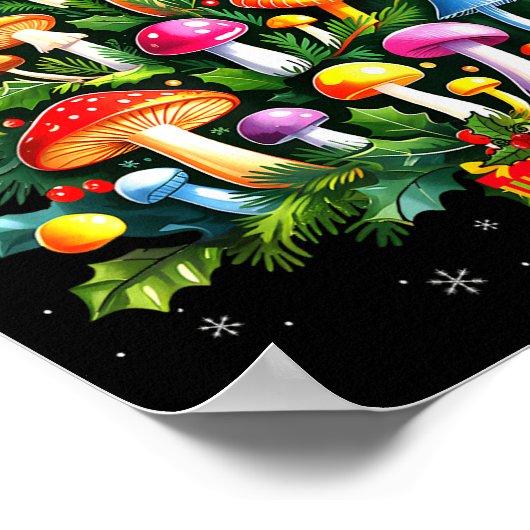 Lover Xmas Mushroom Christmas Tree  ポスター (角)