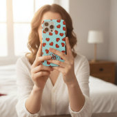 lovers赤いハートパターンonブルーカスタムモノグラム Case-Mate iPhoneケース