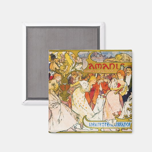 Lovers, Alphonse Mucha マグネット (正面/裏面)