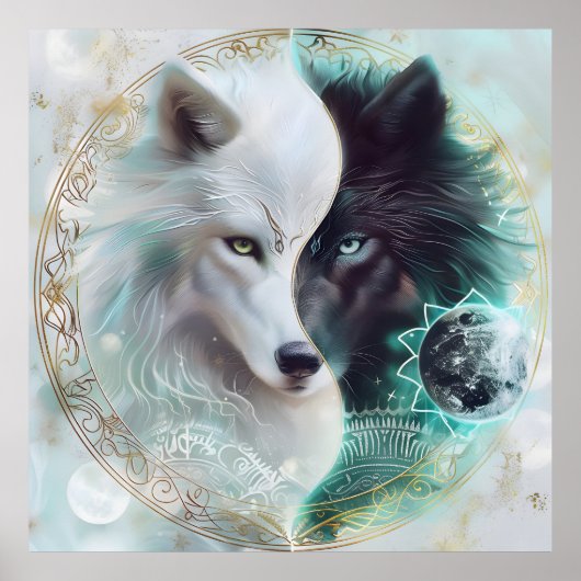 Lovers’ Balance – Mystical Yin Yang Wolf ポスター (正面)