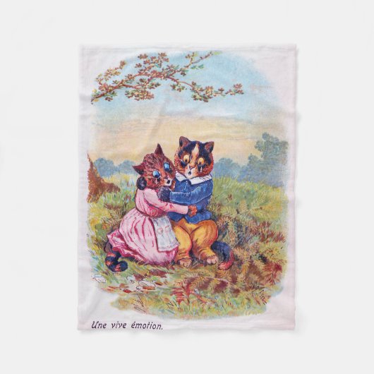Lovers Cat (Strong Emotion), Louis Wain フリースブランケット (正面)