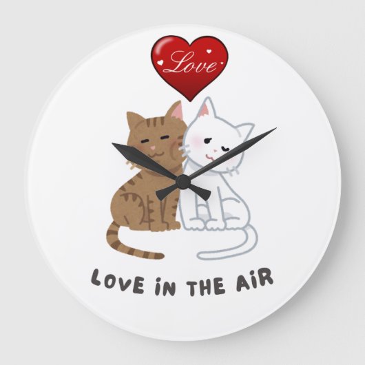 Lovers' Cat Wall Clock ラージ壁時計 (正面)