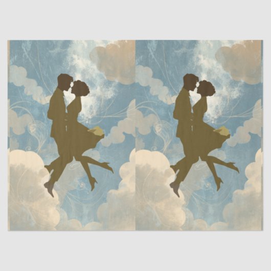 Lovers Couple in the Blue Sky Collage 薄葉紙 (正面)