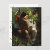 Lovers on a Swing.春、日付の保存 案内ポストカード (正面/裏面)