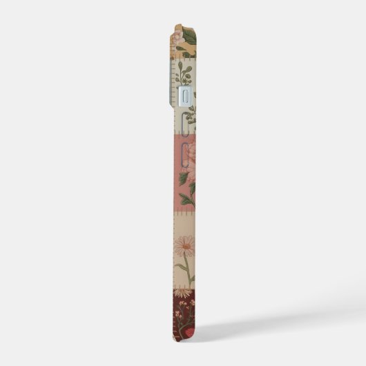 Lovers Patchwork Quilt Floral Botanical Rose iPhone 15ケース (左側面)