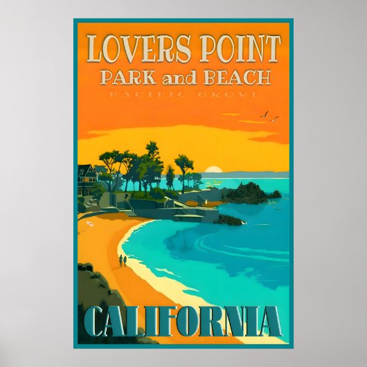 Lovers Point Beach Pacific Grove California Poster ポスター (正面)