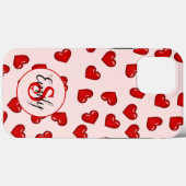lovers Red heart on Soft pink monogrammed name Case-Mate iPhoneケース (裏面 (横))