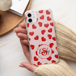 lovers Red heart on Soft pink monogrammed name iPhone 13 Pro Maxケース