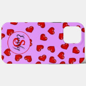 lovers Red heart on stylish purple monogrammed Case-Mate iPhoneケース (裏面 (横))