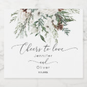 Love'sエレガントへの常緑の冬の結婚応援 スパークリングワインラベル (シングルラベル)