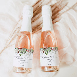 Love'sエレガントへの常緑の冬の結婚応援 スパークリングワインラベル