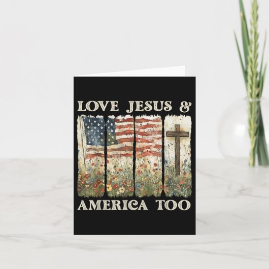 Loves And Jesus America Too 4 Of July Wildflower カード (正面)