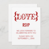 Love's En抱擁RSVPポストカード、赤 インビテーションポストカード (正面/裏面)