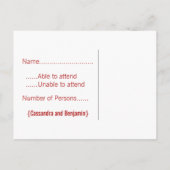 Love's En抱擁RSVPポストカード、赤 インビテーションポストカード (裏面)