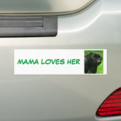 LOVES HER PUGSママ バンパーステッカー (車上)