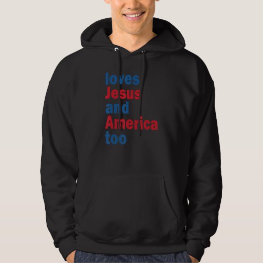 Loves Jesus And America Too God Christian パーカ (正面)