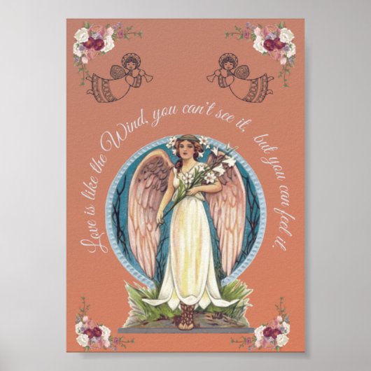 LOVE'S LIKE THE WIND FLORAL INSPIRATIONAL ANGEL ポスター (正面)