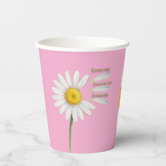 Loves Me, Loves Me Not Daisy – Romantic Watercolor 紙コップ (正面)