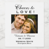 Love's Photoの白黒の応援結婚に対するコメント ワインラベル (シングルラベル)