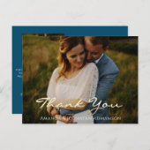 Love's Photo Golden Script 結婚Blueありがとう ポストカード (正面/裏面)