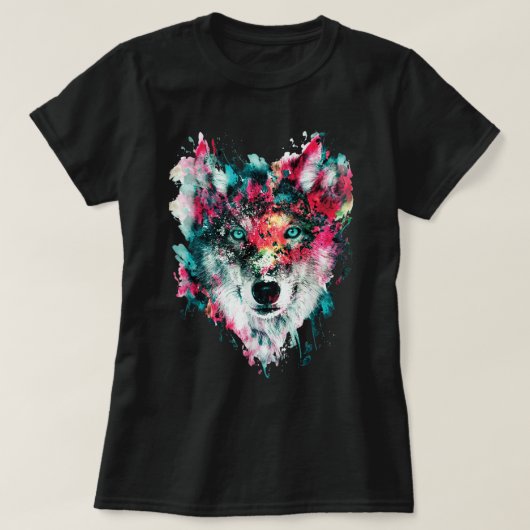 Loves Wolves wolf Face, T-Shirt Tシャツ (デザイン正面)