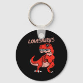 Lovesaurus Trex Dinosaur Heart Cute Valentines Day キーホルダー (正面)