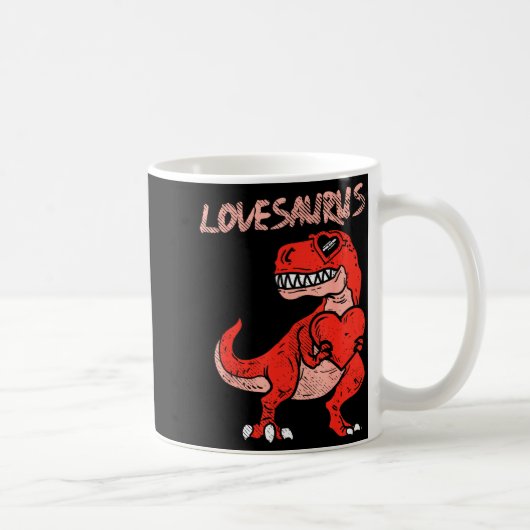 Lovesaurus Trex Dinosaur Heart Cute Valentines Day コーヒーマグカップ (右)