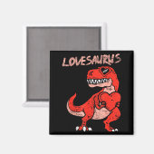 Lovesaurus Trex Dinosaur Heart Cute Valentines Day マグネット (正面/裏面)