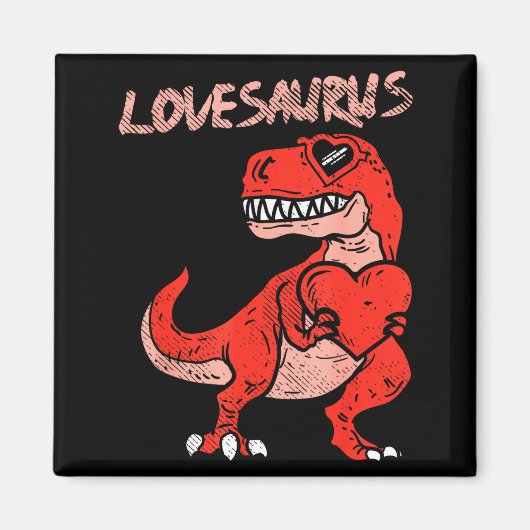 Lovesaurus Trex Dinosaur Heart Cute Valentines Day マグネット (正面)