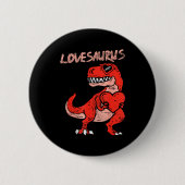 Lovesaurus Trex Dinosaur Heart Cute Valentines Day 缶バッジ (正面)