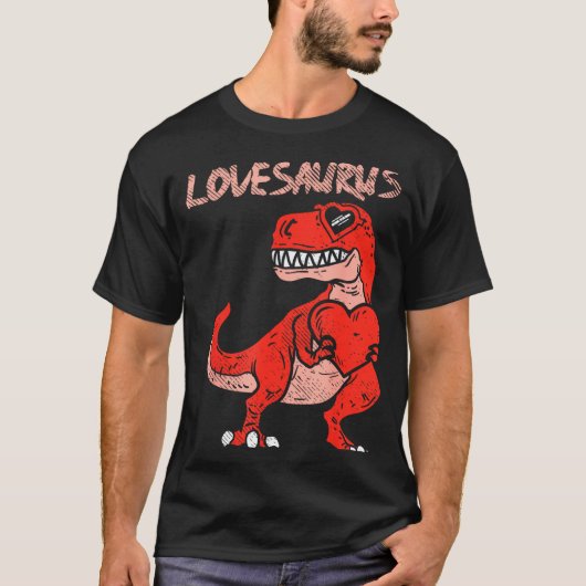 Lovesaurus Trex Dinosaur Heart Cute Valentines Day Tシャツ (正面)