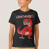 Lovesaurus Trex Dinosaur Heart Cute Valentines Day Tシャツ (正面)