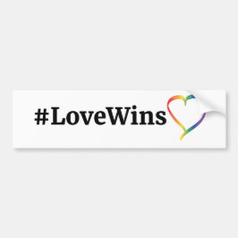 #LoveWinsの虹のハートのバンパーステッカー バンパーステッカー