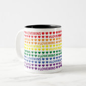 #LoveWinsレインボーハートパターン ツートーンマグカップ (正面左)