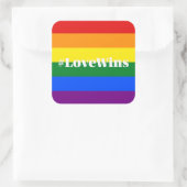 #LoveWins愛がハッシュタグ結婚の平等を勝ち取る スクエアシール (バッグ)