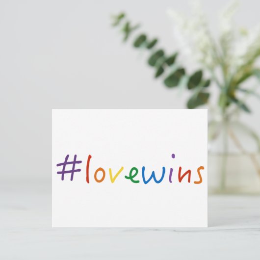 #lovewins loveが同性婚の平等プライドを獲得 ポストカード (スタンド正面)