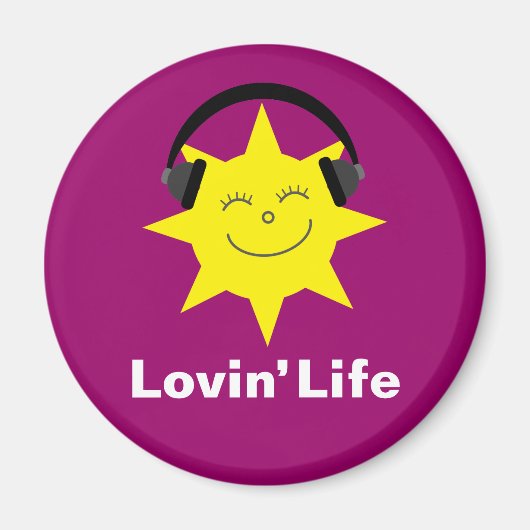 Lovin'ライフ幸せな太陽とヘッドフォンマグネット マグネット (正面)