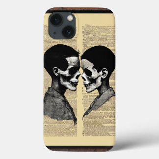「Loving Black:プロファイルiPhoneケース内の2スカル」 iPhone 13ケース