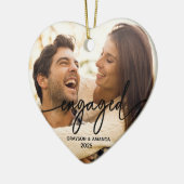 Loving Couple Photo Heart Engagement Ornament セラミックオーナメント (左)