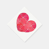 Loving details: red puzzle heart in watercolor スタンダードカクテルナプキン (角)