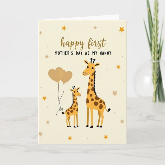 Loving Giraffe Mothers Day Card カード (正面)