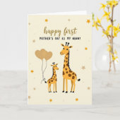 Loving Giraffe Mothers Day Card カード (黄色い花)