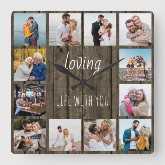 Loving Life with You引用文12フォトウッド スクエア壁時計 (正面)