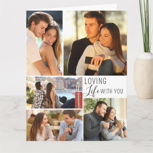 Loving Life with You 5 Photo Collage Valentine カード (正面)