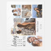 Loving Life with You 5 Photo Collage White フリースブランケット (正面)